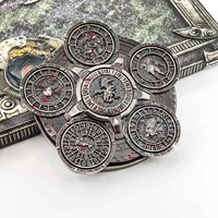 1 pièce – Jeu de dés en métal gravé, poli or, vert émeraude, motif dragon, roulette rotative, en alliage de zinc, polyédrique, écologique et durable