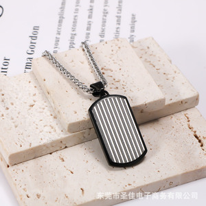 Collar con colgante de acero inoxidable con patrón de ondas minimalista para hombre, collar con etiqueta militar SP1085 - Product Image 3