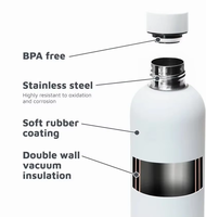Bouteilles isothermes en acier inoxydable avec poignée, revêtement en caoutchouc, 500 ml (25 oz), logo personnalisé gratuit
