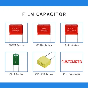 Metallized पॉलिएस्टर फिल्म संधारित्र प्लास्टिक प्रकरण के लिए Epoxy राल सील संधारित्र Decoupling पल्स CBB21-225/450V