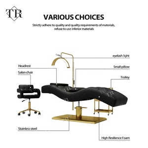 Cama de Lujo para Pestañas <span class=keywords><strong>Turri</strong></span> Lifting, Cama de Extensión Personalizada para Salón de Pestañas, Mesa de Masaje, Cama Facial Curva Plegable Beige para Tratamientos de Belleza - Product Image 6