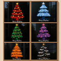 Autocollants statiques pour fenêtres imprimés UV brillants/mats pour Noël et le Nouvel An 2027, décorations de Noël pour portes vitrées, décorations festives pour fenêtres