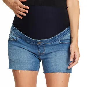 Schwangerschaft über The Bump High Waist Baumwolle Denim plus Größe Damen Shorts Sport Shorts Frauen Mutterschaft Shorts