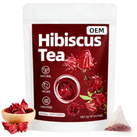 Thé aux herbes d'hibiscus certifié OEM/ODM - 20 sachets de thé de 2g chacun, ingrédients naturels, bien-être, santé, qualité alimentaire, certifié GMP/HACCP