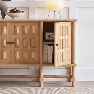 Vintage Solid Wood <b>Sideboard</b> Natural Color French Retro Style <b>Storage</b> Cabinet For Living Room Or Dining Space - Product Image 4