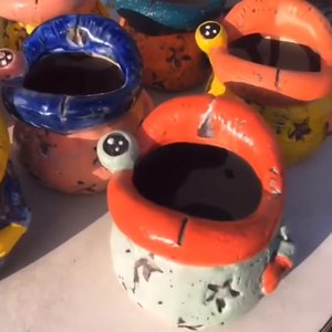 3Dモンスターセラミックプランタービッグアイデザイン家の装飾石器ポット多肉植物サボテンと盆栽 - Product Image 2