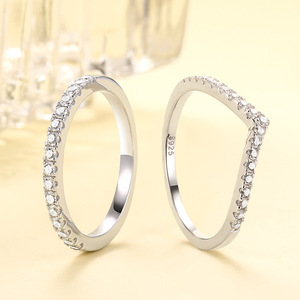 패션 925 스털링 실버 주얼리 여성 큐빅 지르콘 여성 남성 웨딩 커플 실버 반지 - Product Image 1