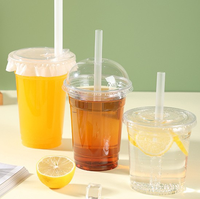 Gobelet en plastique PET transparent jetable de haute qualité, modèle 98, avec couvercle plat ou en dôme, imprimé UV, pour boissons à emporter, collection 2026