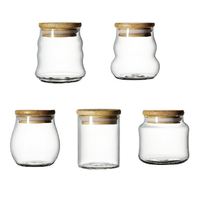 Mini boîte à thé en verre transparent de 200ml pot scellé avec couvercle en bambou bouteille de stockage pour sel et condiments