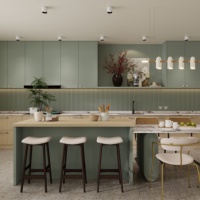 Meubles de cuisine Aige au design moderne, armoires de cuisine en panneaux MDF avec armoires murales, ensembles d'armoires de cuisine sans cadre