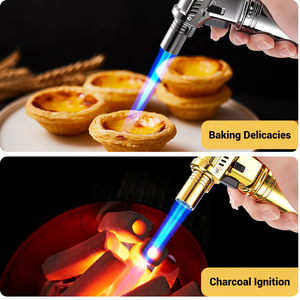Briquet torche de cuisine BBQ coupe-vent rechargeable au butane avec grand réservoir de carburant pour la cuisson, la pâtisserie, le brûlage et l'allumage de crème brûlée - Product Image 4