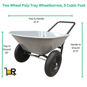 Brouette durable à deux roues en poly 5 pieds cubes avec roues pneumatiques Assemblage facile Gris/noir-Matériau en acier et métal - Product Image 2
