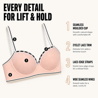 Soutien-gorge sans couture nude push-up à coupe 3/4 profonde, avec bordure en dentelle et bande rayée, pour femme, usage quotidien, vente en gros