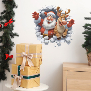 Autocollants muraux <span class=keywords><strong>de</strong></span> Noël en 3D, Père Noël, rennes, autocollants en PVC écologiques amovibles, décoration pour la maison, le salon, la chambre des enfants - Product Image 3