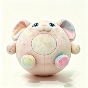 Peluche de ratón redondo personalizado en colores pastel, ratón de peluche suave y esponjoso con forma de arcoíris, almohada suave con forma de bola. - Product Image 1