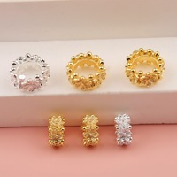 Perles d'espacement florales creuses en laiton plaqué or 18 carats, à grand trou de 6 mm, 8 mm, 10 mm, anneaux de séparation pour la fabrication de bijoux faits main