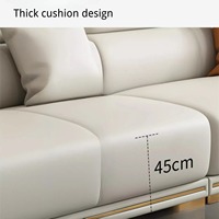 Ensemble de canapés en cuir de luxe 3+2+1 places, couleur crème doré, capitonné, meubles de salon avec table basse pour appartement, villa, maison