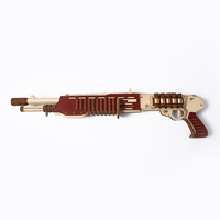 Replika Senjata Api Kayu 3D yang Rumit - Rakitan Sendiri - Sabuk Peluru Shotgun Berputar dengan Penggerak Gigi - Koleksi Hobi - Buatan China