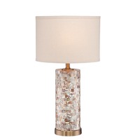 HJ HOME Lampe de bureau américaine Chambre à coucher Lampe de chevet chaude et romantique Lampe de lecture Shell Metal Remote Dimming Light Lampe de table de luxe