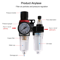 Separador de Agua y Aceite para Compresor de Aire AFC2000, Filtro Regulador de Presión, Trampa Reductora de Presión AFR2000 + AL2000 G1/4