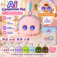 Niedliche KI-interaktive Plüschpuppe mit Tuya-App-Steuerung, Mini-Roboter-Spielzeug mit dynamischen LED-Augen, emotionales Begleiter-Spielzeug für Kinder