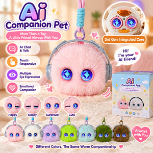 ตุ๊กตาหุ่นยนต์ AI น่ารักแบบโต้ตอบได้ ควบคุมผ่านแอป Tuya พร้อมดวงตา LED เปลี่ยนสีได้ ของเล่นเพื่อนคู่ใจแสดงอารมณ์สำหรับเด็ก - Product Image 1