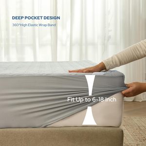 Protège-<span class=keywords><strong>matelas</strong></span> matelassé imperméable de qualité supérieure, anti-acariens, anti-urine, blanc, gris, beige, bleu - Product Image 4