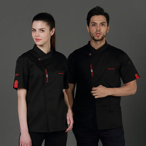 Mode rouge <span class=keywords><strong>Barbecue</strong></span> cuisine respirant sueur printemps et été à manches courtes Chef uniforme hôtel Restaurant Chef vestes manteau - Product Image 5