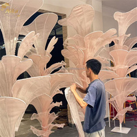 NIKA Accessoires de mariage, installation artistique géante en soie faite à la main pour vitrine de scène, support de fleurs, toile de fond artificielle en organza rose