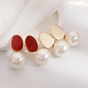 ต่างหูมุกทรงหยดน้ำ ทรงเรขาคณิต ชุบทองแดง สำหรับใส่ทุกวัน - Product Image 2