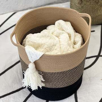 Panier à linge en corde de coton tressée, grand, moderne et écologique, pour vêtements sales, idéal pour Pâques