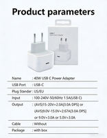 Cargador de Pared USB C de 40W PD de Buena Calidad, Carga Rápida, Enchufe EU/US/UK para iPhone 18 17 16 15 14 Pro Max