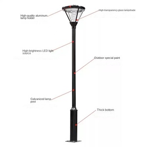 Lampe solaire pour allée de jardin, éclairage extérieur, lampadaire LED pour parc, avec capteur de lumière et garantie de 10 ans, indice de protection IP65 - Product Image 2