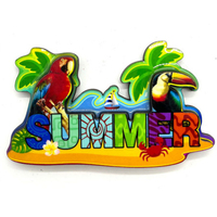 Logo personnalisé d'usine MDF bois bateau de croisière Toucan perroquet conception aimant Panama Souvenir aimant de réfrigérateur