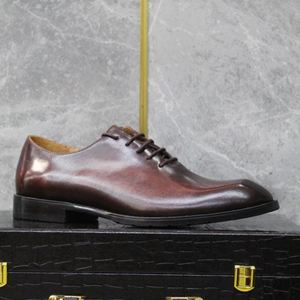 Zapatos Formales de Hombre con Cordones Delanteros, Punta Cuadrada, Aumento de Altura, Parte Superior de Cuero Vacuno, Zapatos de Negocios de Otoño, Precio de Fábrica al por Mayor - Product Image 5