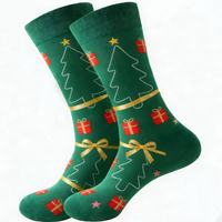 Chaussettes en coton tendance pour hommes, motif jacquard classique de Noël, chaussettes décontractées pour les fêtes d'hiver, idéales pour offrir