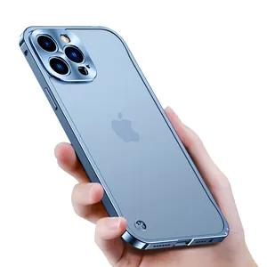 Premium Aluminium Metal Frame Bumper With Frosted Back Cover Phone Case For iPhone 13 Pro iPhone 12