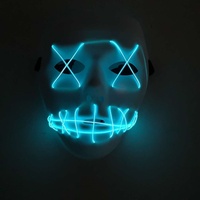 Masque intégral lumineux EL en PVC, base blanche, pour Halloween, Pâques, Fête, Carnaval, style effrayant et amusant, pour le marché transfrontalier
