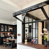 Fenêtre accordéon en aluminium sur mesure, à double battant, avec isolation phonique, pour les constructions multifamiliales et hôtelières