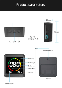 Industrial Digital LCD Sound <span class=keywords><strong>Level</strong></span> Medidor 30-130dB Noise Monitoring <span class=keywords><strong>Tester</strong></span> com Alarme e Gás Analyzer para Monóxido de Carbono - Product Image 6