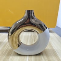Vase en céramique douce haut de gamme pour salon, vase nordique doré, ornements