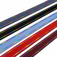 Sangle en nylon réfléchissant colorée de 1 pouce avec des lignes de fil double arc-en-ciel pour collier d'animal, laisse, sangle de sac et équipement de plein air