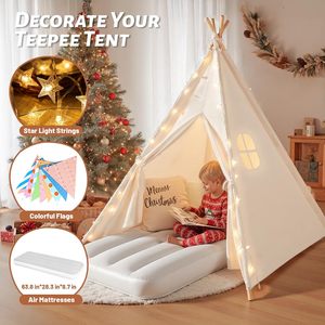 Tienda de campaña <span class=keywords><strong>tipi</strong></span> de lona de algodón para niños, tienda de juegos plegable para interiores, para bebés, fiestas infantiles, pijamadas, regalos, juguete - Product Image 6
