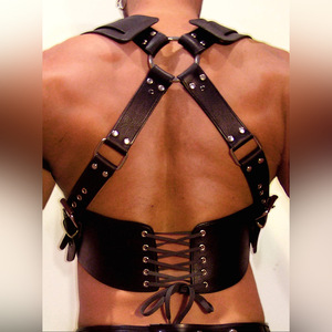 Lingerie masculine harnais en cuir hommes réglable fétiche Gay vêtements corps <span class=keywords><strong>sexuel</strong></span> poitrine harnais ceinture sangle Costumes pour le sexe - Product Image 2