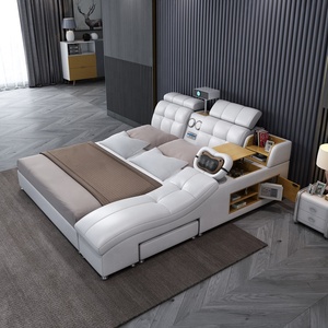 Multifunktions-Smart-Bett mit Massage und Projektor rahmen Leder Doppel-Kingsize-Betten Moderne Schlafzimmermöbel-Sets - Product Image 3
