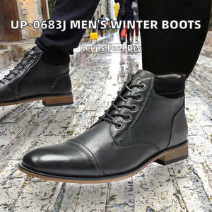 DSYX UP-0683J Bottes romaines à lacets en cuir véritable imperméables, chaussures décontractées avec semelle en caoutchouc pour hommes, automne/hiver - Product Image 2