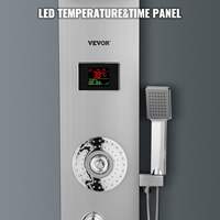 Colonne de douche LED réglable en acier inoxydable 304 chromé avec pommeau de pluie et jets massants