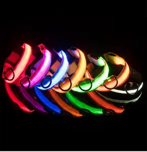 Collier LED lumineux, Rechargeable et personnalisé, bas prix, fournitures pour animaux de compagnie, collier lumineux
