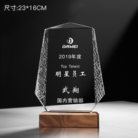 Trophées et récompenses en verre cristal K9 K5 de haute qualité, avec logo personnalisé, base en bois, médailles et plaques.