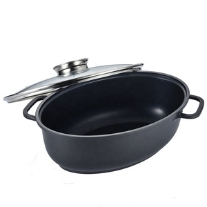 Rôtissoire ovale à rôtissoire multiple, couvercle en acier inoxydable 800 avec couvercle, ustensiles de cuisson, revêtement antiadhésif, aluminium moulé sous pression - Product Image 2